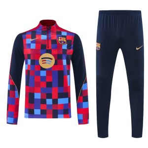 Tuta Barcellona - 2026/2027 con giacca a mezza zip rossa e nera e pantaloni lunghi color